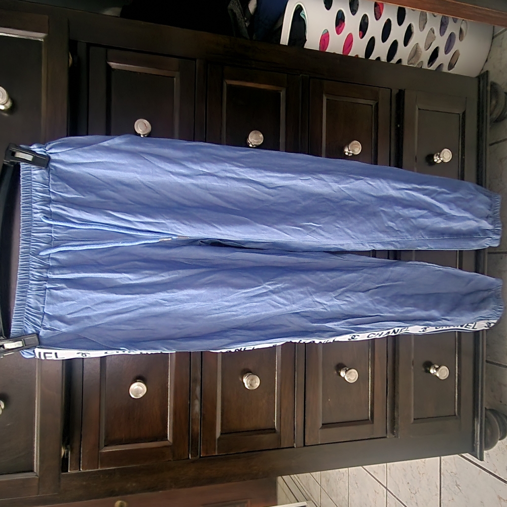 Blue Track Pants with Side Stripe